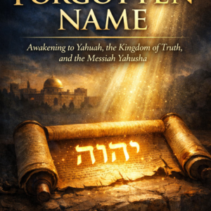 “Book cover of The Forgotten Name by Nina Armstrong featuring an ancient Hebrew scroll illuminated by divine light, symbolizing the revealed name of Yahuah and spiritual awakening.”
